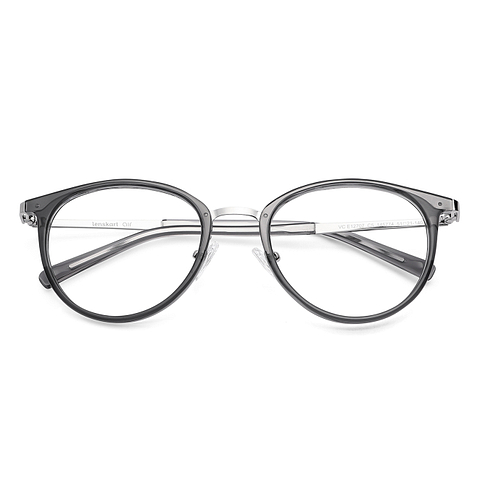 Lenskart Air Online Grey Silver Full Rim Round left side