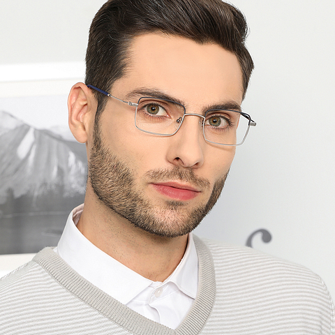 Vincent Chase Online Mid Gunmetal Full Rim Rectangle left side