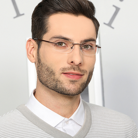 Vincent Chase Online Light Brown Rimless Rectangle left side