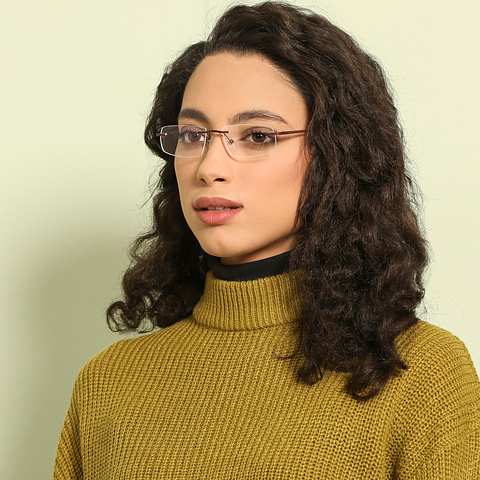 Vincent Chase Online Light Brown Rimless Rectangle left side