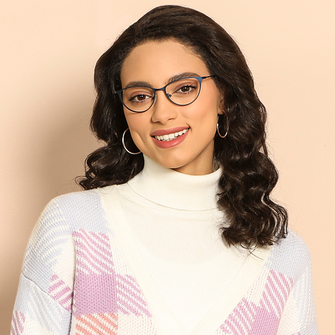 Vincent Chase Online Sky Blue Full Rim Cat Eye left side