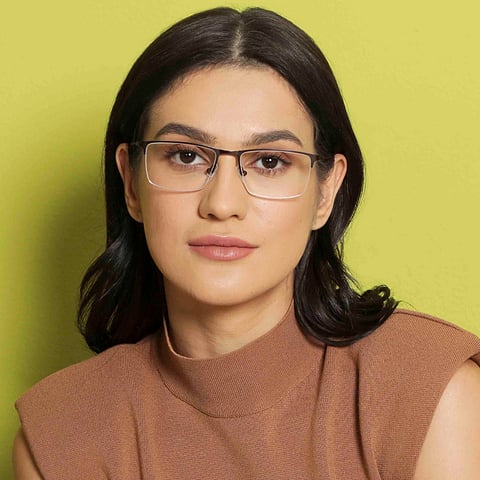 Vincent Chase Online Light Brown Half Rim Rectangle left side