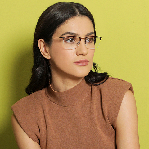 Vincent Chase Online Light Brown Half Rim Rectangle left side