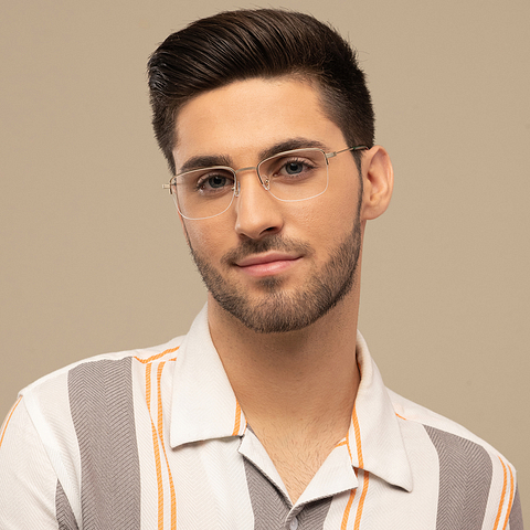 Vincent Chase Screen Glasses Gold Half Rim Square left side