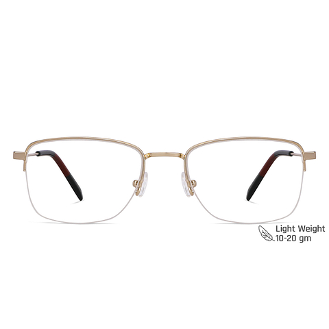Vincent Chase Screen Glasses Gold Half Rim Square left side