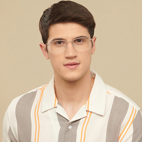 Vincent Chase Screen Glasses Silver Half Rim Square right side