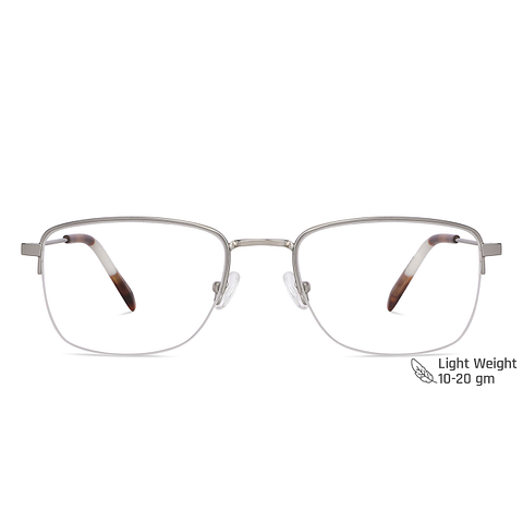 Vincent Chase Screen Glasses Silver Half Rim Square left side