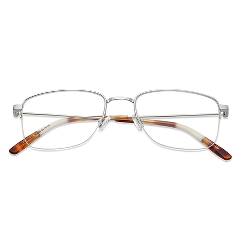 Vincent Chase Screen Glasses Silver Half Rim Square left side