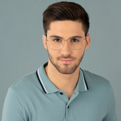 Vincent Chase Screen Glasses Gold Full Rim Square right side