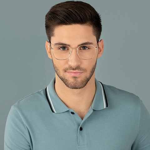 Vincent Chase Screen Glasses Gold Full Rim Square left side