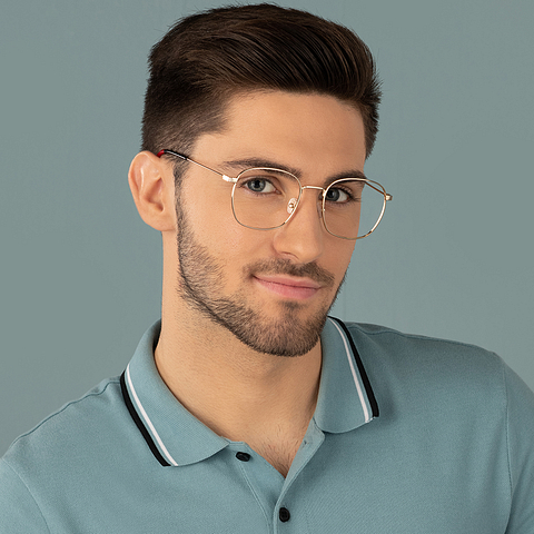Vincent Chase Screen Glasses Gold Full Rim Square right side