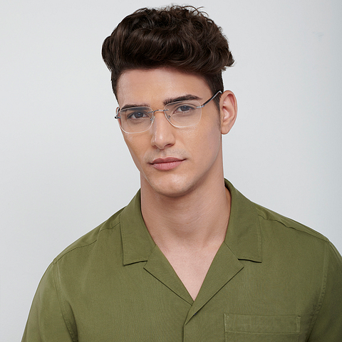 Vincent Chase Online Mid Gunmetal Rimless Square right side