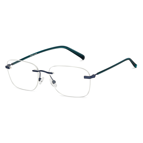 Blue Block Zero Power Phone Computer Glasses: Blue Green Rimless