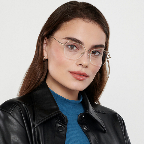 Vincent Chase Screen Glasses Gold Half Rim Geometric left side