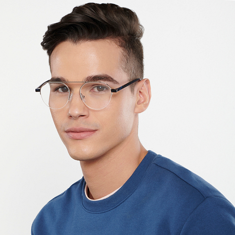 Vincent Chase Online Mid Gunmetal Half Rim Round left side