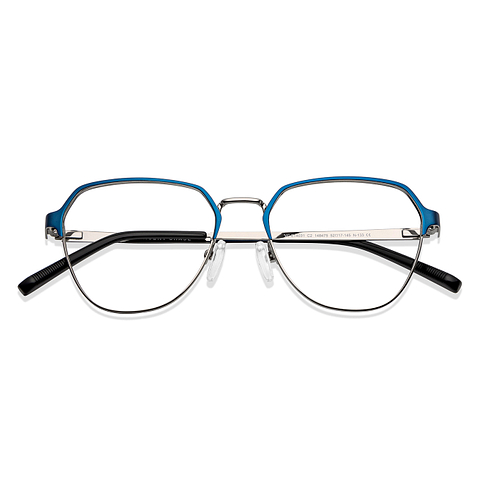 Vincent Chase Online Blue Gunmetal Full Rim Geometric left side