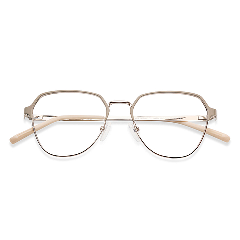 Vincent Chase Cream Silver Full Rim Geometric left side