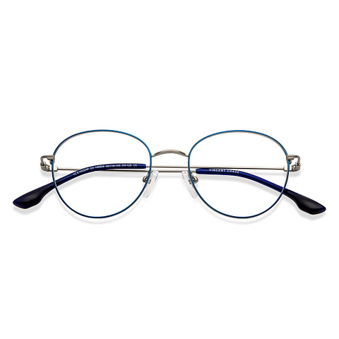 Vincent Chase Blue Silver Full Rim Round left side