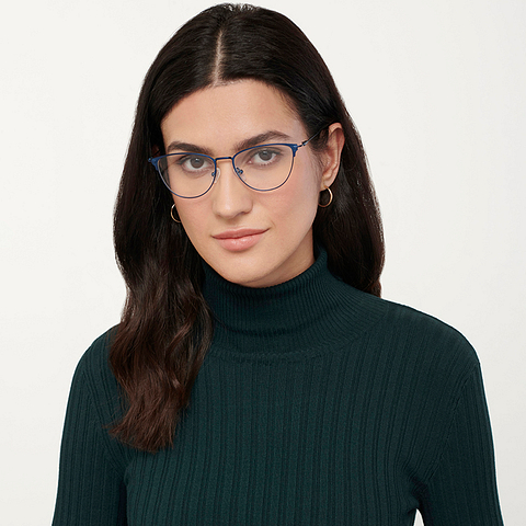 Vincent Chase Online Sky Blue Full Rim Cat Eye left side