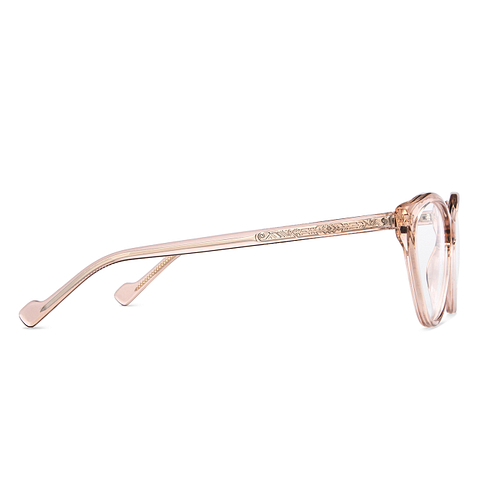 Lenskart BLU Screen Glasses Blue Block Screen Glasses: Brown Transparent Full Rim Cat Eye Vincent Chase Classic Acetate VC E15384-C3 Eyeglasses left side
