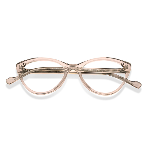 Lenskart BLU Screen Glasses Blue Block Screen Glasses: Brown Transparent Full Rim Cat Eye Vincent Chase Classic Acetate VC E15384-C3 Eyeglasses left side