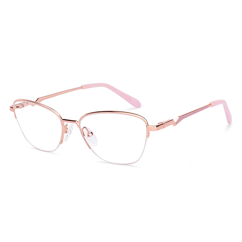 Metal Eyeglasses Semi Rimless Cat Eye Glasses Buy Rose Gold Half