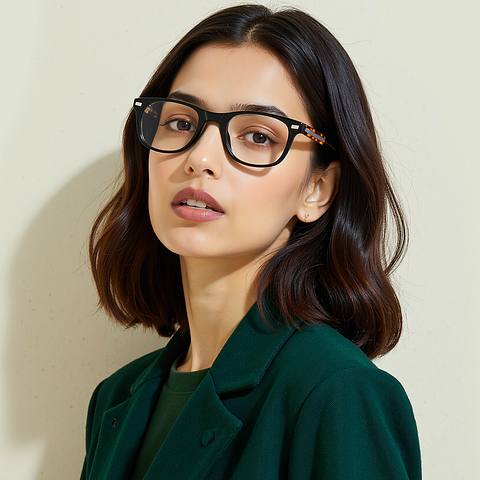 Vincent Chase Black Full Rim Square left side