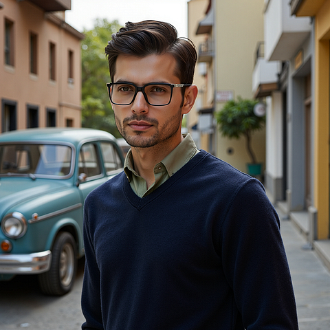 Vincent Chase Dark Gray Full Rim Square left side