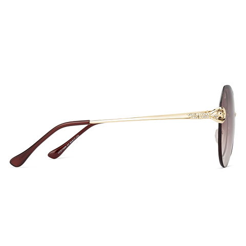 Vincent Chase Online Gold Rimless Round left side