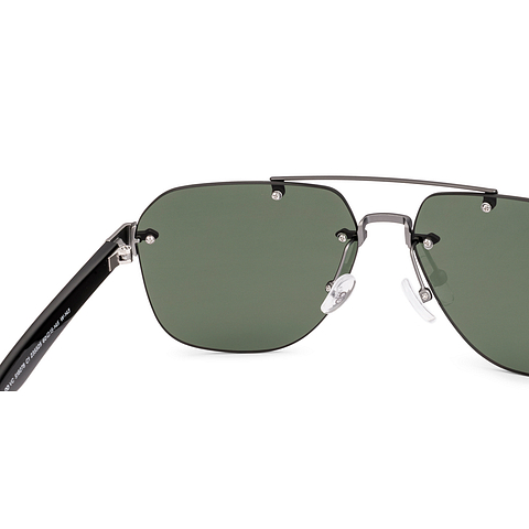 Green Gunmetal Black Rimless Aviator Vincent Chase Sun Metal VC