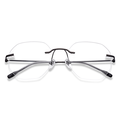 Vincent Chase Online Dark Gunmetal Rimless Geometric left side