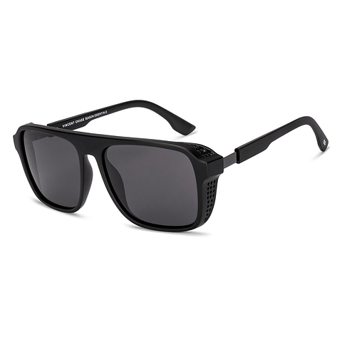 Buy Grey Matte Black Full Rim Square Vincent Chase Polarized