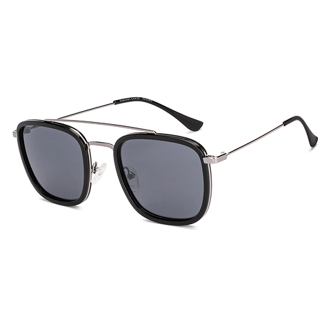 Grey Black Silver Full Rim Square Vincent Chase Polarized Sun