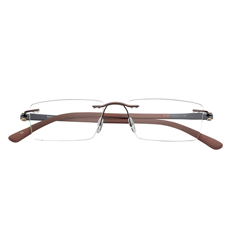 Brown Grey Rimless Rectangle Bolt Lumineers B-005 Eyeglasses - Lenskart.com