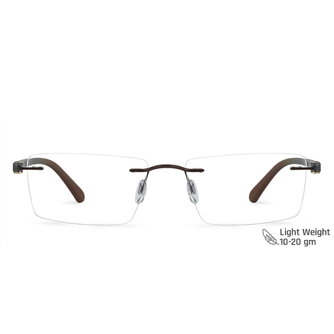 Brown Grey Rimless Rectangle Bolt Lumineers B-005 Eyeglasses - Lenskart.com