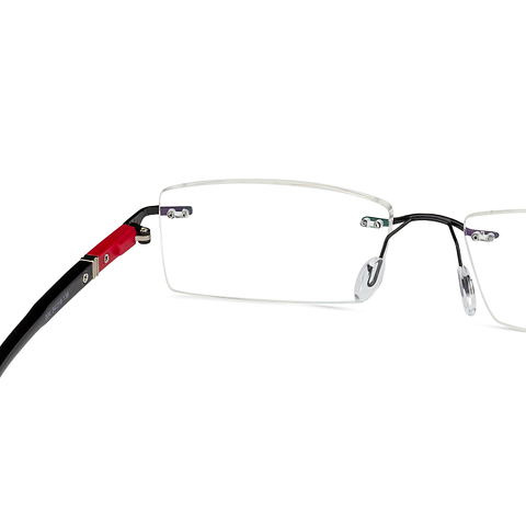 Black Red Rimless Rectangle Solid Lumineers 004-C9 Eyeglasses at ...