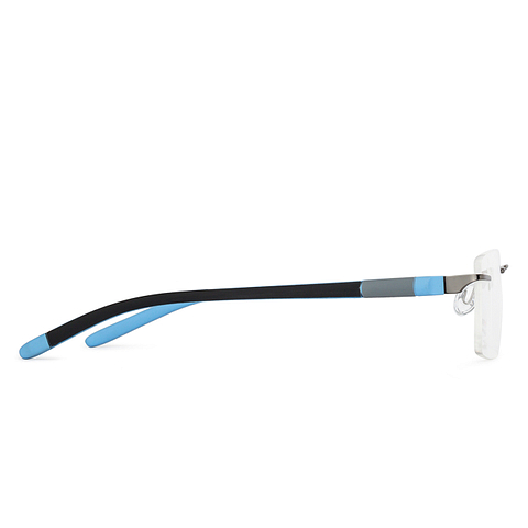 Gunmetal Black Sky Blue Rimless Rectangle Vincent Chase Sleek Steel 155 ...