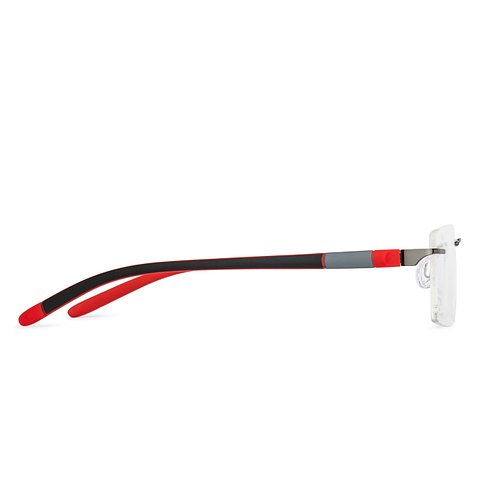 Gunmetal Black Red Rimless Rectangle Vincent Chase Sleek Steel 155 -C8 ...