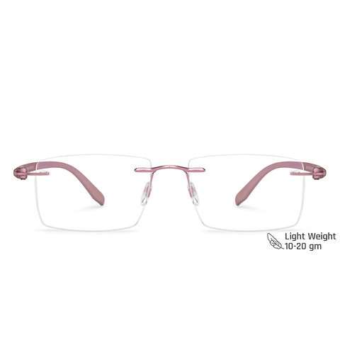 Pink Rimless Rectangle Vincent Chase Online Sleek Steel 161 -C3 Eyeglasses