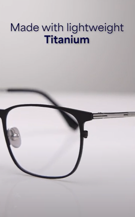 Black Gunmetal Black Full Rim Square John Jacobs Pro Titanium JJ