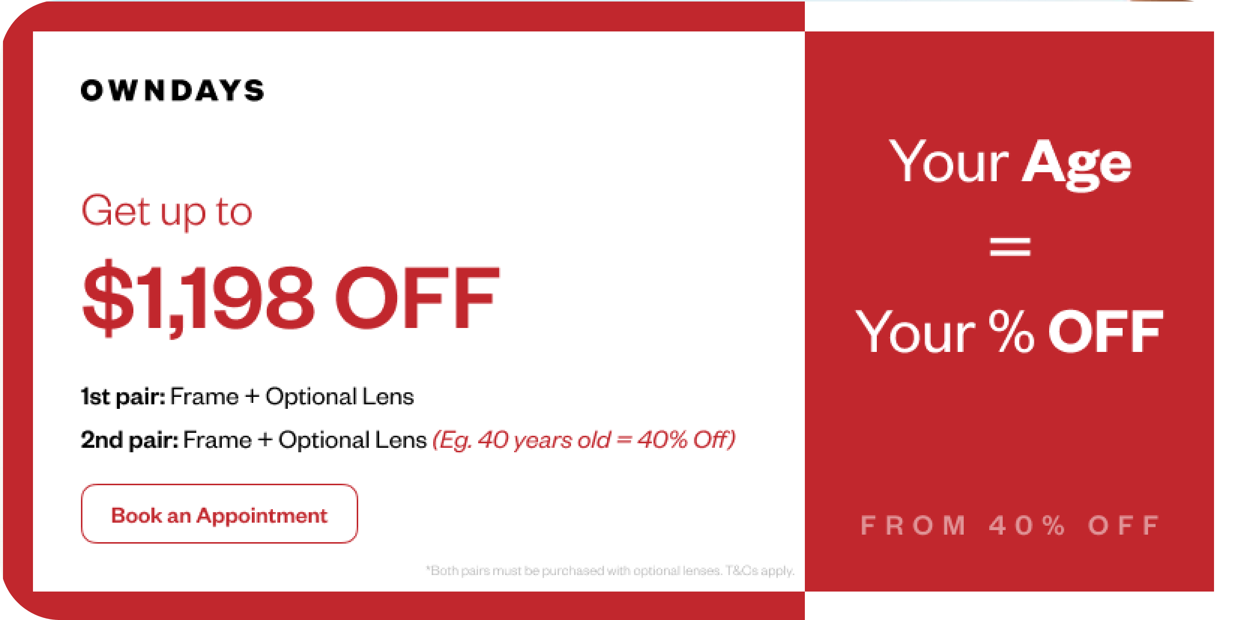 Your age = Your % Off