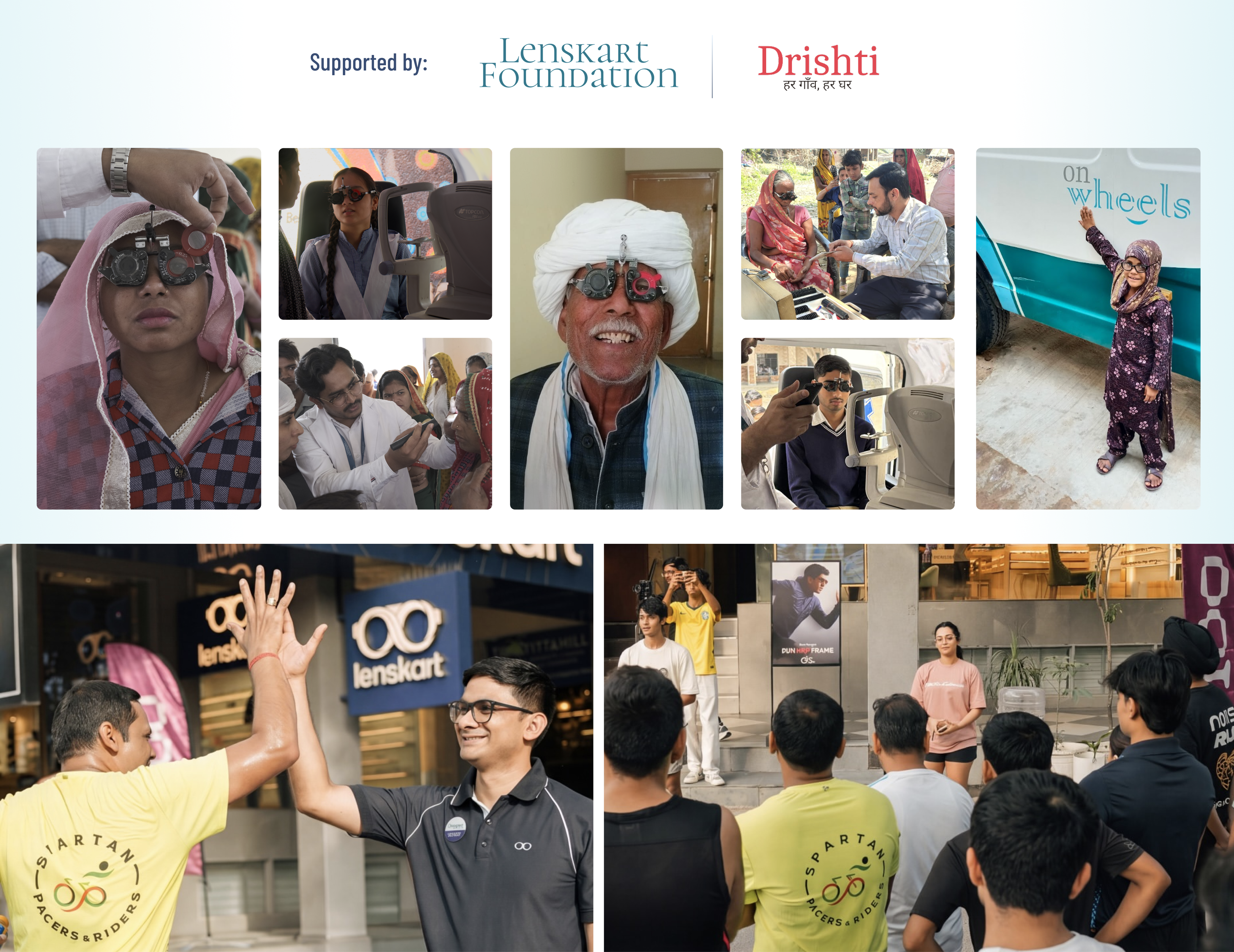 Lenskart Foundation and Drishti vision-care impact photo collage