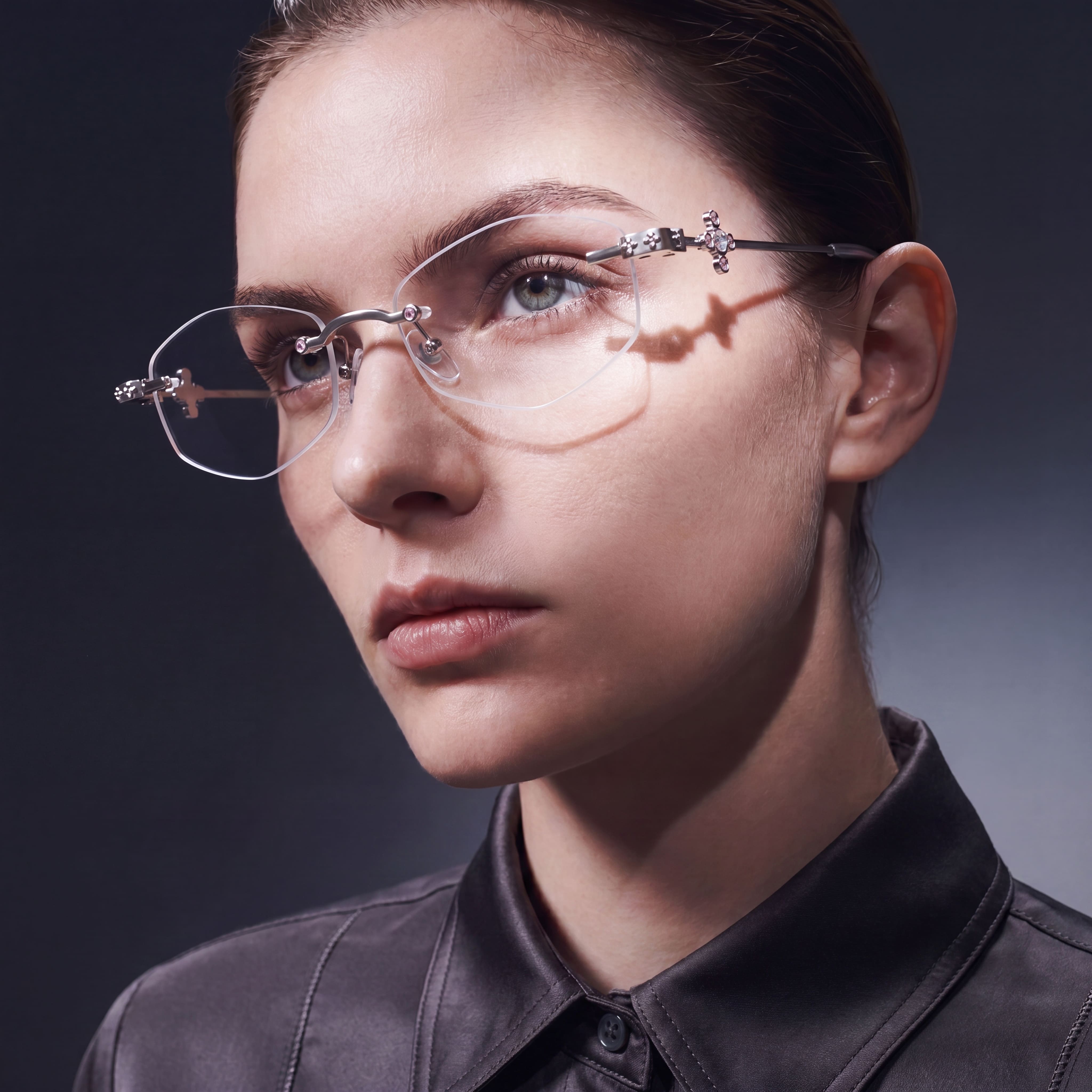 Silver Rimless Geometric John Jacobs GLINT JJ E70388 Eyeglasses
