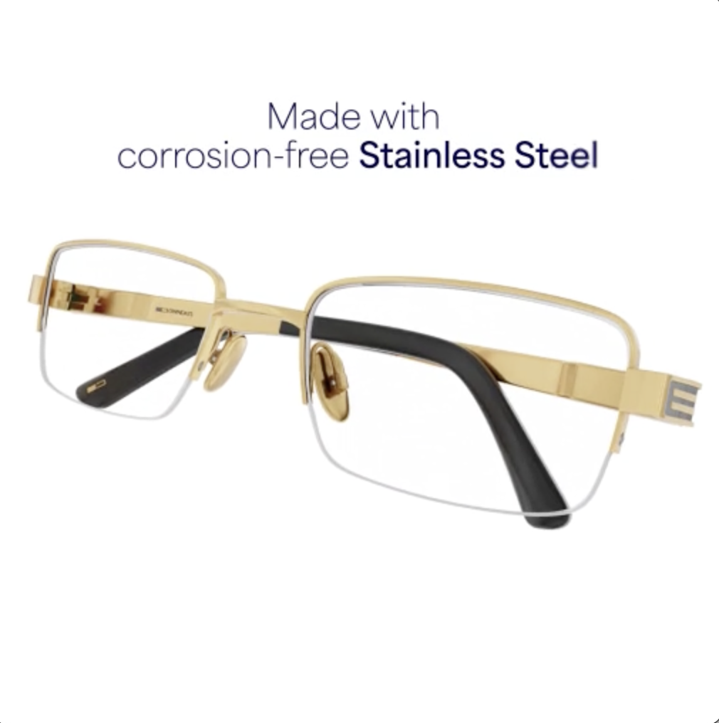 Buy Gold Black Gold Half Rim Rectangle OWNDAYS Titanium OD E50019